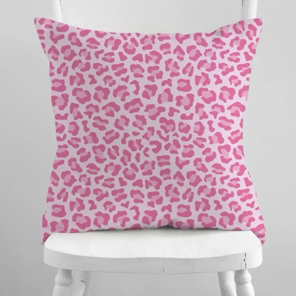 Luxury Home | Chic Two Tone Pink Leopard Print Throw Pillow Cover